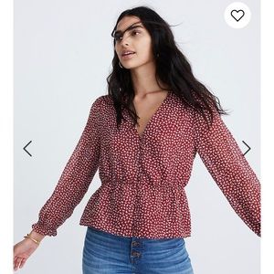 Madewell Red Floral Overture Top